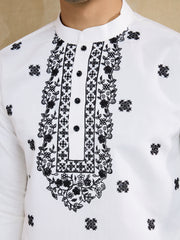 Men Solid Embroidered Kurta with Trousers