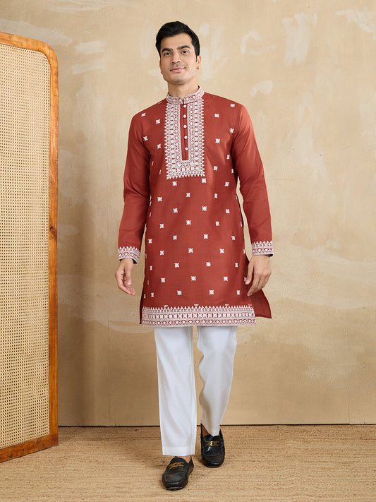 Men Ethnic Motifs Embroidered Kurta with Trousers