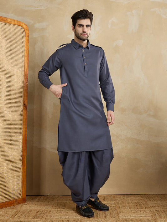 Men Solid Kurta with Dhoti Pants
