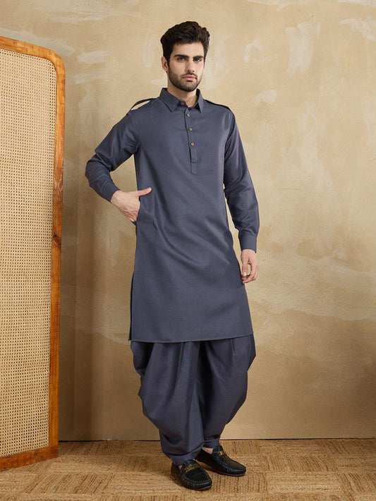 Men Solid Kurta with Dhoti Pants