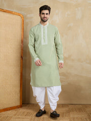 Men Solid Embroidered Kurta with Dhoti Pants