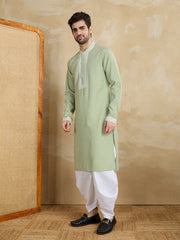 Men Solid Embroidered Kurta with Dhoti Pants
