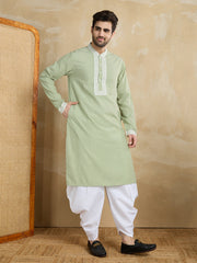 Men Solid Embroidered Kurta with Dhoti Pants
