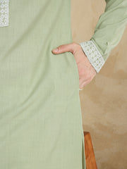 Men Solid Embroidered Kurta with Dhoti Pants