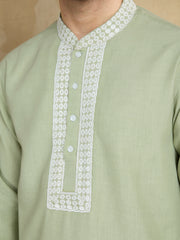 Men Solid Embroidered Kurta with Dhoti Pants