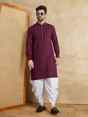 Men Woven Design Kurta with Dhoti Pants