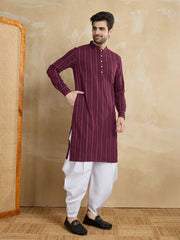 Men Woven Design Kurta with Dhoti Pants