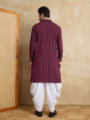 Men Woven Design Mandarin Collar Straight Kurta