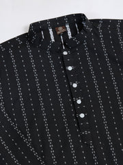 Men Striped Printed Kurta with Dhoti Pant