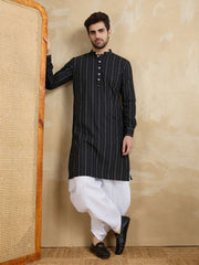 Men Striped Mandarin Collar Kurta