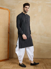 Ethnic Motifs Woven Design Mandarin Collar Pure Cotton Straight Kurta