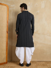 Men Striped Mandarin Collar Kurta