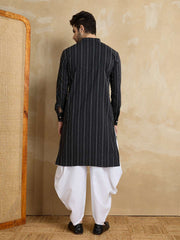 Ethnic Motifs Woven Design Mandarin Collar Pure Cotton Straight Kurta