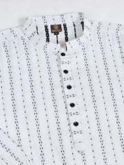 Men Striped Printed Festive Cotton Straight Kurta