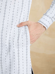 Men Striped Printed Festive Cotton Straight Kurta