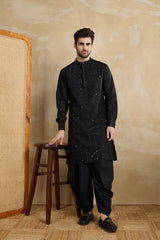 Men Solid Embroidered Kurta with Dhoti Pants