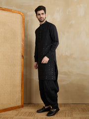 Men Solid Embroidered Kurta with Dhoti Pants