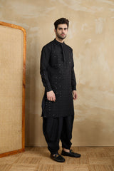 Men Solid Embroidered Kurta with Dhoti Pants