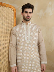 Men Geometric Embroidered Kurta with Trousers