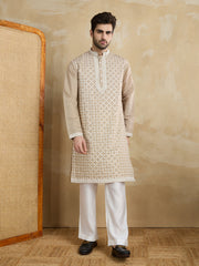 Men Geometric Embroidered Kurta with Trousers