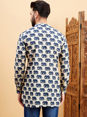 Ethnic Motifs Printed Mandarin Collar Straight Short Kurta