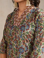 Women Floral Printed A-Line Kurta with Trousers & Dupatta