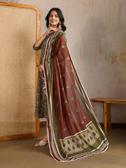 Women Floral Printed A-Line Kurta with Trousers & Dupatta