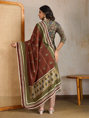Women Floral Printed A-Line Kurta with Trousers & Dupatta