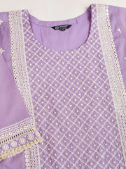 Women Ethnic Motifs Embroidered Regular Thread Work Kurta with Trousers & Dupatta