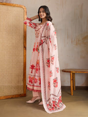Women Floral Embroidered Anarkali Kurta with Trousers & Dupatta