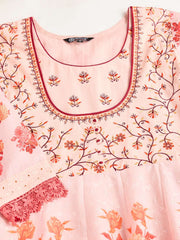 Women Floral Embroidered Anarkali Kurta with Trousers & Dupatta