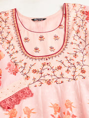 Women Floral Embroidered Anarkali Kurta with Trousers & Dupatta