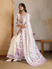 Women Floral Embroidered Regular Thread Work Kurta with Trousers & With Dupatta