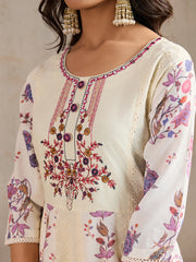 Women Floral Embroidered Regular Thread Work Kurta with Trousers & With Dupatta