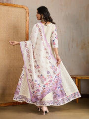 Women Floral Embroidered Regular Thread Work Kurta with Trousers & With Dupatta