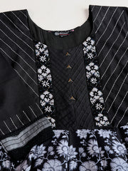 Floral Printed Round Neck Thread Work Kurta With Trousers & Dupatta
