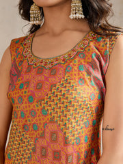 Women Ethnic Motifs Printed Regular Beads and Stones Kurta & Palazzos With Dupatta