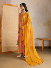Women Ethnic Motifs Printed Regular Beads and Stones Kurta & Palazzos With Dupatta