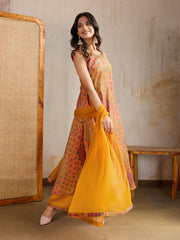 Women Ethnic Motifs Printed Regular Beads and Stones Kurta & Palazzos With Dupatta
