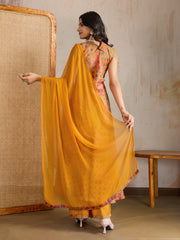 Women Ethnic Motifs Printed Regular Beads and Stones Kurta & Palazzos With Dupatta