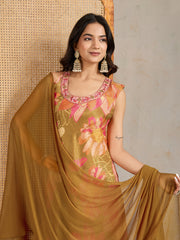Women Floral Printed Regular Beads and Stones Kurta with Palazzos & Dupatta