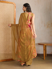 Women Floral Printed Regular Beads and Stones Kurta with Palazzos & Dupatta