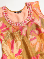 Women Floral Printed Regular Beads and Stones Kurta with Palazzos & Dupatta