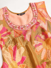 Women Floral Printed Regular Beads and Stones Kurta with Palazzos & Dupatta