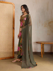 Women Floral Printed Regular Beads and Stones Kurta with Palazzos & With Dupatta
