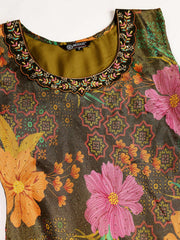 Women Floral Printed Regular Beads and Stones Kurta with Palazzos & With Dupatta
