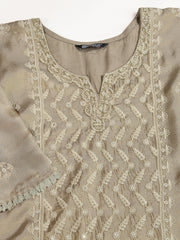 Ethnic Motifs Embroidered Notch Neck Thread Work Kurta With Trousers & Dupatta