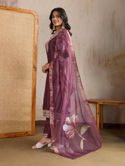 Ethnic Motifs Embroidered Yoke Design Thread Work Kurta With Trousers & Dupatta