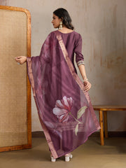 Ethnic Motifs Embroidered Yoke Design Thread Work Kurta With Trousers & Dupatta