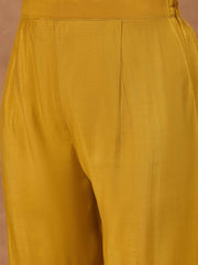 Women Floral Embroidered Empire Thread Work Chanderi Cotton Kurta with Palazzos & With